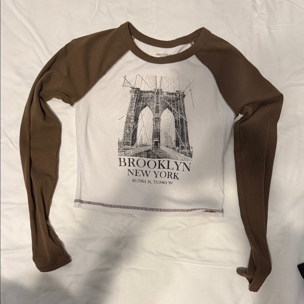 Arizona Jean Company Brown and White Kids Long Sleeve Shirt